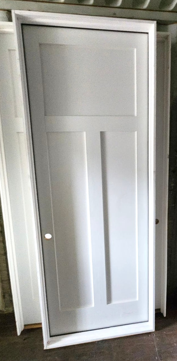 Solid MDF 3 Panel Craftsman 8' - Flat Jamb Pre-hung Interior Door Fully Bound